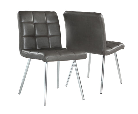 L&S Basics 10030 Dining Chair - 2Pcs / 32"H / Grey Leather-Look / Chrome