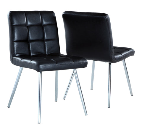 L&S Basics 10031 Dining Chair - 2Pcs / 32"H / Black Leather-Look / Chrome