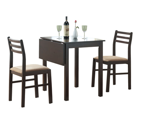 L&S Basics 10033 Dining Set - 3Pcs Set / Cappuccino Solid-Top Drop Leaf