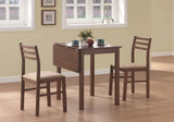 L&S Basics 10034 Dining Set - 3Pcs Set / Walnut Solid-Top Drop Leaf
