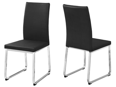 L&S Basics 10039 Dining Chair - 2Pcs / 38"H / Black Leather-Look / Chrome