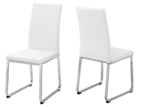 L&S Basics 10040 Dining Chair - 2Pcs / 38"H / White Leather-Look / Chrome