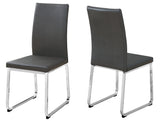 L&S Basics 10041 Dining Chair - 2Pcs / 38"H / Grey Leather-Look / Chrome