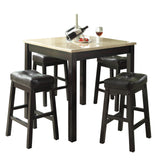 L&S Basics 10045 Dining Set - 5Pcs / Cappuccino With Beige Marble Top