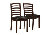 L&S Basics 10046 Dining Chair - 2Pcs / 36"H / Walnut / Brown Leather-Look