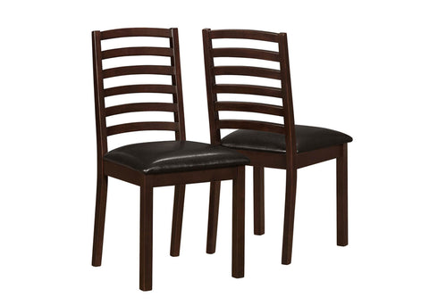 L&S Basics 10046 Dining Chair - 2Pcs / 36"H / Walnut / Brown Leather-Look