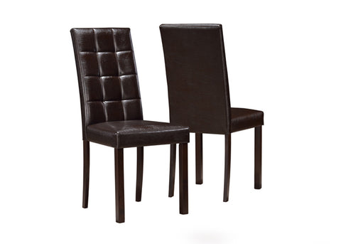 L&S Basics 10049 Dining Chair - 2Pcs / 38"H / Dark Brown Leather-Look