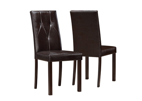 L&S Basics 10059 Dining Chair - 2Pcs / 38"H / Dark Brown Leather-Look