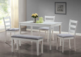L&S Basics 10061 Dining Set - 5Pcs Set / White Bench And 3 Side Chairs