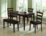 L&S Basics 10062 Dining Set - 5Pcs Set / Cappuccino Bench & 3 Side Chairs