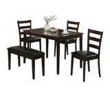 L&S Basics 10062 Dining Set - 5Pcs Set / Cappuccino Bench & 3 Side Chairs