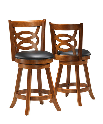 L&S Basics 10064 Barstool - 2Pcs / 39"H / Swivel / Oak Counter Height