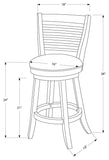 L&S Basics 10066 Barstool - 2Pcs / 38"H / Swivel / Cappuccino Counter Hgt