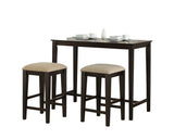 L&S Basics 10071 Barstool - 2Pcs / 24"H / Cappuccino / Beige Chenille Seat