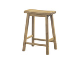 L&S Basics 10088 Barstool - 2Pcs / 24"H / Natural Saddle Seat