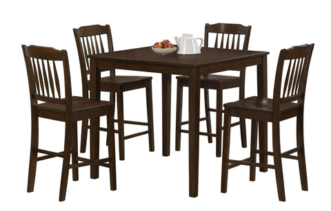 L&S Basics 10092 Dining Set - 5Pcs Set / Cappuccino Veneer Counter Height