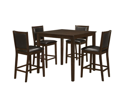 L&S Basics 10093 Dining Set - 5Pcs Set / Walnut Veneer Counter Height