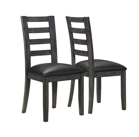L&S Basics 10098 Dining Chair - 2Pcs / 39"H / Dark Grey / Black Seat
