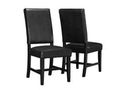 L&S Basics 10101 Dining Chair - 2Pcs / 40"H / Black Leather-Look Seat