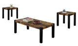 L&S Basics 10104 Table Set - 3Pcs Set / Black / Distressed Reclaimed-Look