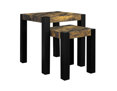 L&S Basics 10105 Nesting Table - 2Pcs Set / Black / Reclaimed-Look Top