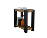 L&S Basics 10106 Accent Table - Black / Distressed Reclaimed-Look Top