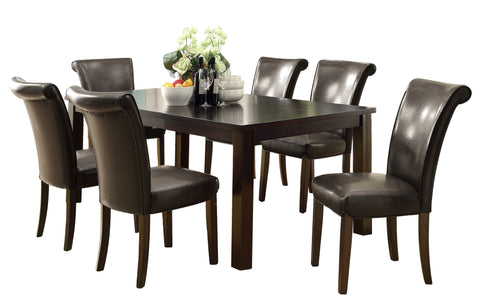 L&S Basics 10107 Dining Chair - 2Pcs / 39"H / Dark Brown Leather-Look