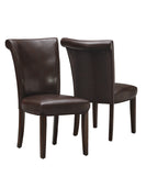 L&S Basics 10107 Dining Chair - 2Pcs / 39"H / Dark Brown Leather-Look