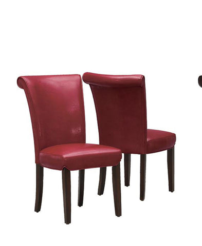 L&S Basics 10109 Dining Chair - 2Pcs / 39"H / Burgundy Leather-Look