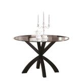L&S Basics 10121 Dining Table - 48"Dia / Espresso Base With 10Mm Glass Top