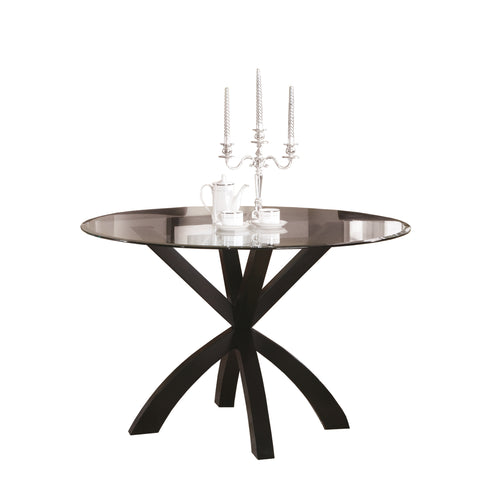 L&S Basics 10121 Dining Table - 48"Dia / Espresso Base With 10Mm Glass Top
