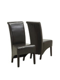 L&S Basics 10122 Dining Chair - 2Pcs / 40"H / Dark Brown Leather-Look