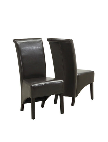 L&S Basics 10122 Dining Chair - 2Pcs / 40"H / Dark Brown Leather-Look
