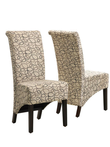 L&S Basics 10126 Dining Chair - 2Pcs / 40"H / Tan Swirl Fabric