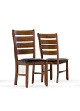 L&S Basics 10135 Dining Chair - 2Pcs / 40"H / Dark Oak Leather Look Seat