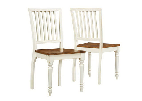 L&S Basics 10138 Dining Chair - 2Pcs / 36"H / Antique White / Oak