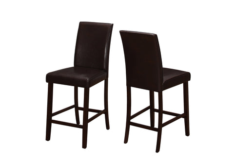 L&S Basics 10145 Dining Chair - 2Pcs / Brown Leather-Look Counter Height