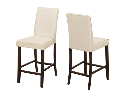 L&S Basics 10147 Dining Chair - 2Pcs / Ivory Leather-Look Counter Height