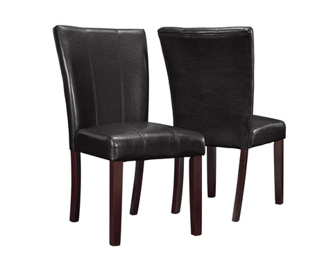 L&S Basics 10148 Dining Chair - 2Pcs / 38"H / Dark Brown Leather-Look