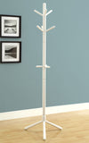 L&S Basics 10162 Coat Rack - 69"H / White Wood Contemporary Style