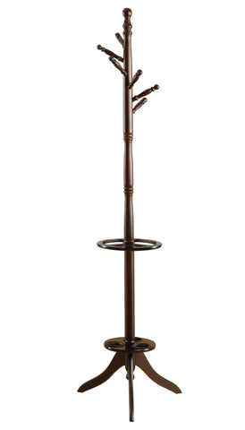 L&S Basics 10165 Coat Rack - 71"H / Dark Cherry With An Umbrella Holder