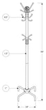 L&S Basics 10167 Coat Rack - 70"H / Silver Metal