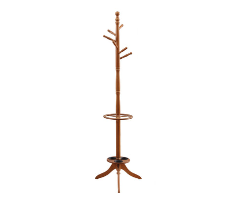 L&S Basics 10178 Coat Rack - 71"H / Oak With An Umbrella Holder