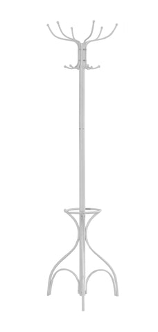 L&S Basics 10183 Coat Rack - 70"H / White Metal With An Umbrella Holder