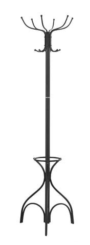 L&S Basics 10184 Coat Rack - 70"H / Black Metal With An Umbrella Holder