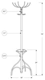 L&S Basics 10185 Coat Rack - 70"H / Silver Metal With An Umbrella Holder
