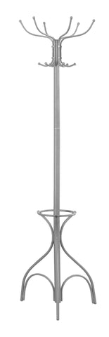 L&S Basics 10185 Coat Rack - 70"H / Silver Metal With An Umbrella Holder