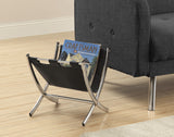 L&S Basics 10186 Magazine Rack - Black Leather-Look / Chrome Metal