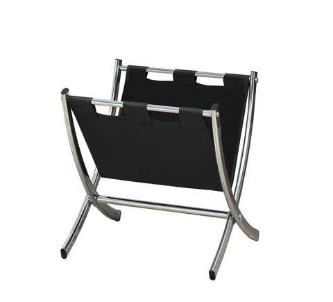 L&S Basics 10186 Magazine Rack - Black Leather-Look / Chrome Metal