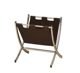 L&S Basics 10187 Magazine Rack - Dark Brown Leather-Look / Chrome Metal